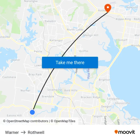 Warner to Rothwell map