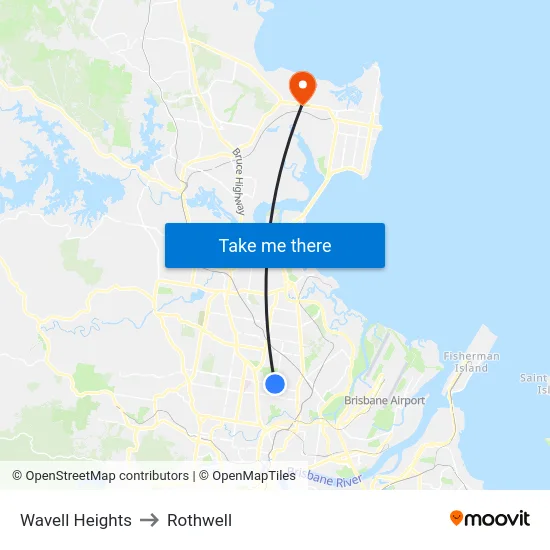 Wavell Heights to Rothwell map