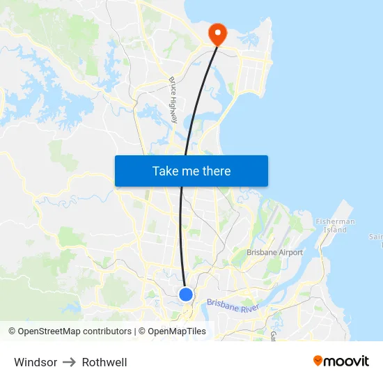 Windsor to Rothwell map