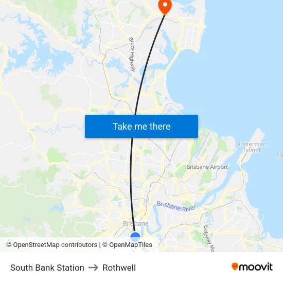 South Bank Station to Rothwell map