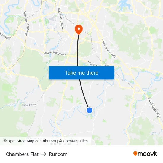 Chambers Flat to Runcorn map