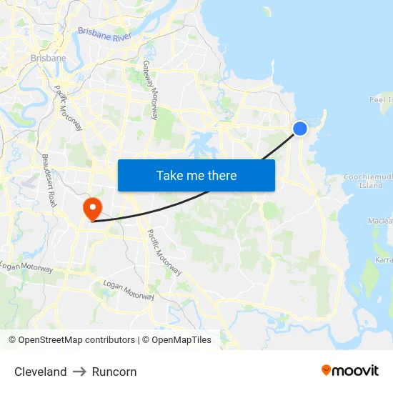 Cleveland to Runcorn map