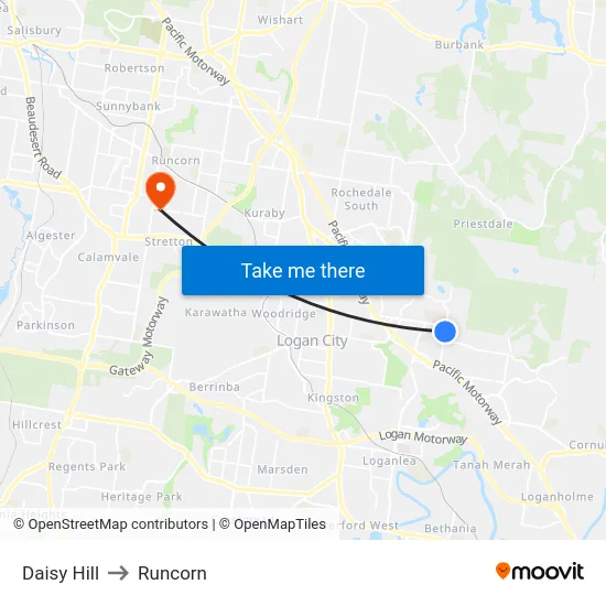 Daisy Hill to Runcorn map