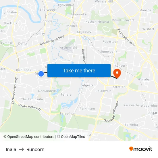 Inala to Runcorn map
