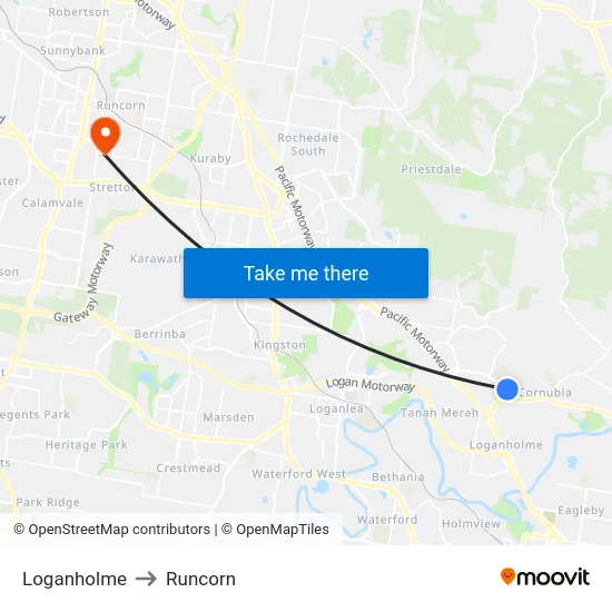 Loganholme to Runcorn map