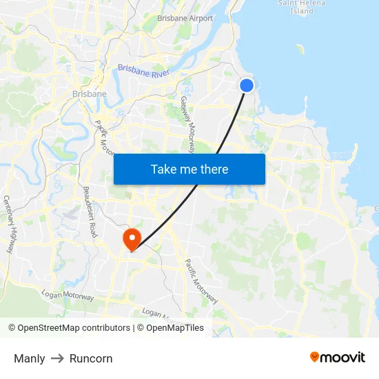 Manly to Runcorn map