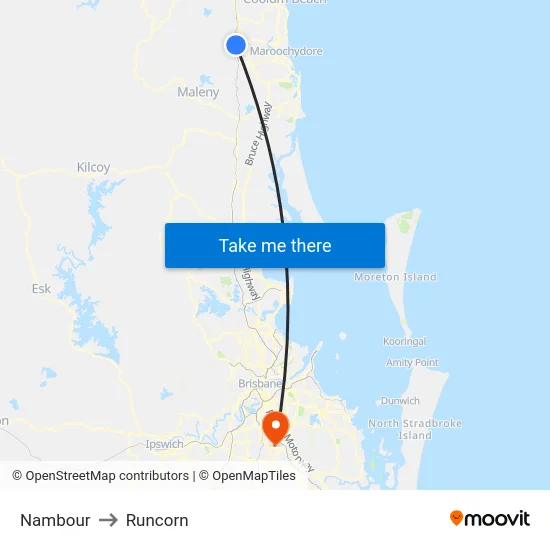 Nambour to Runcorn map