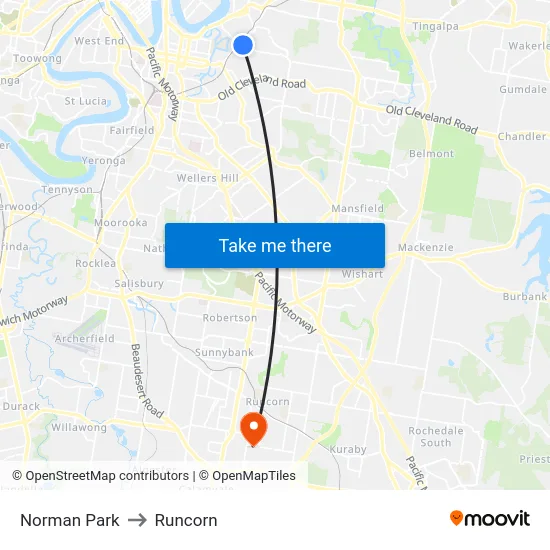 Norman Park to Runcorn map