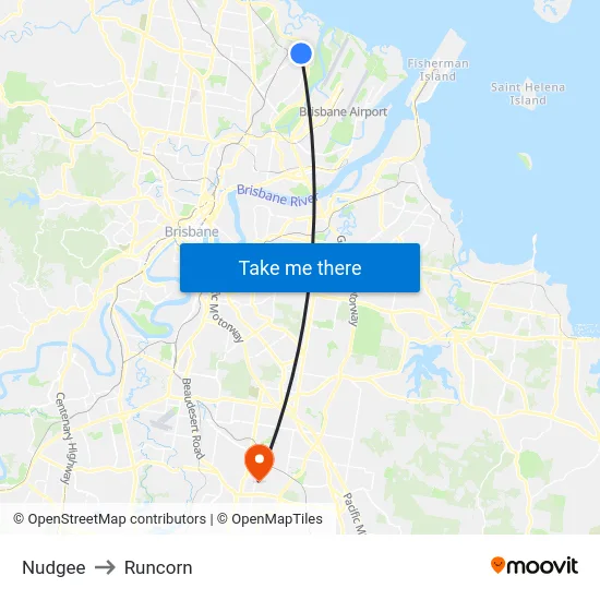 Nudgee to Runcorn map