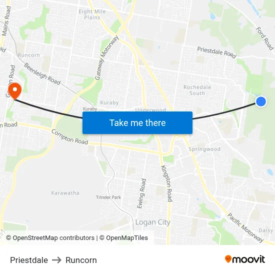 Priestdale to Runcorn map