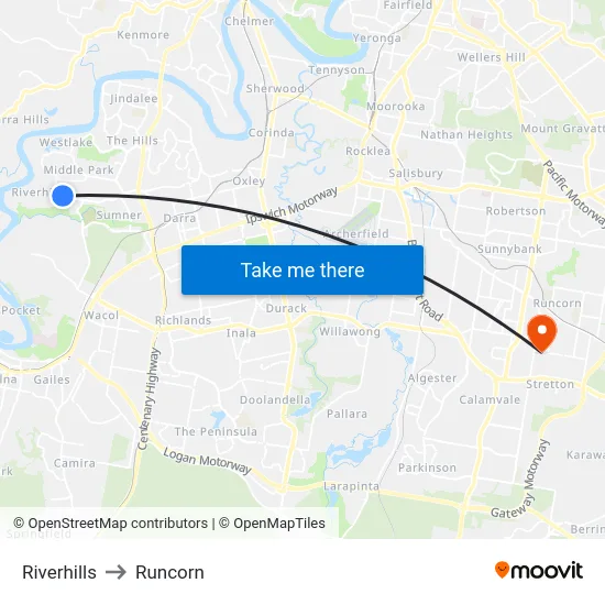 Riverhills to Runcorn map