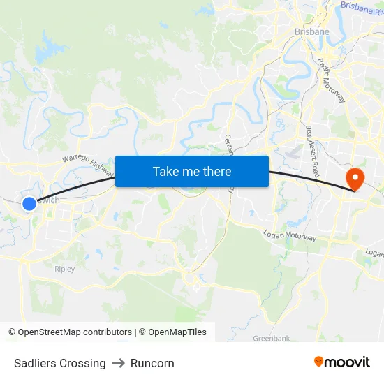 Sadliers Crossing to Runcorn map