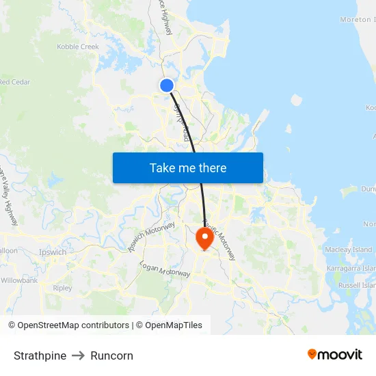 Strathpine to Runcorn map