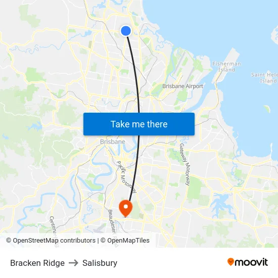 Bracken Ridge to Salisbury map