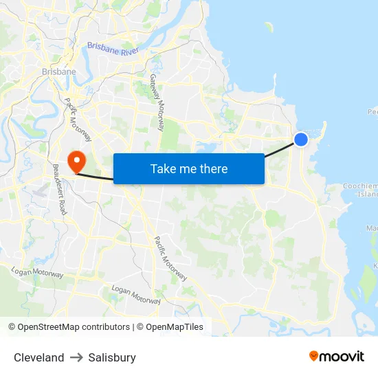 Cleveland to Salisbury map