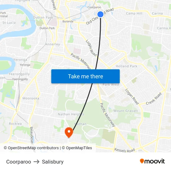 Coorparoo to Salisbury map