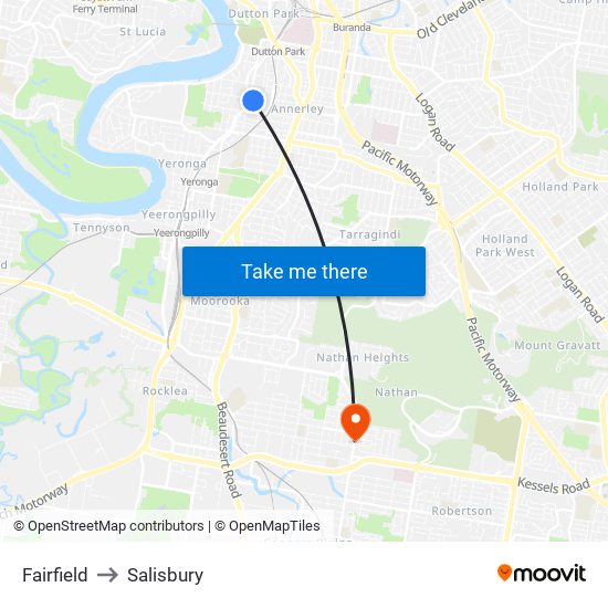 Fairfield to Salisbury map