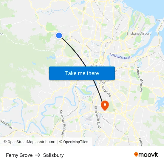 Ferny Grove to Salisbury map