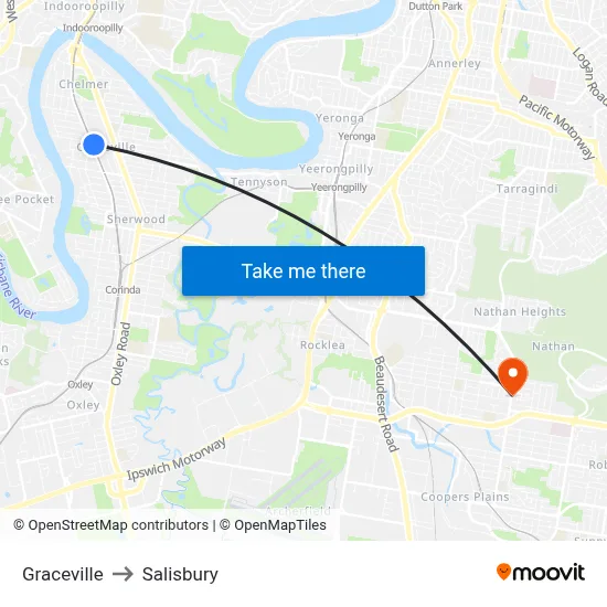 Graceville to Salisbury map