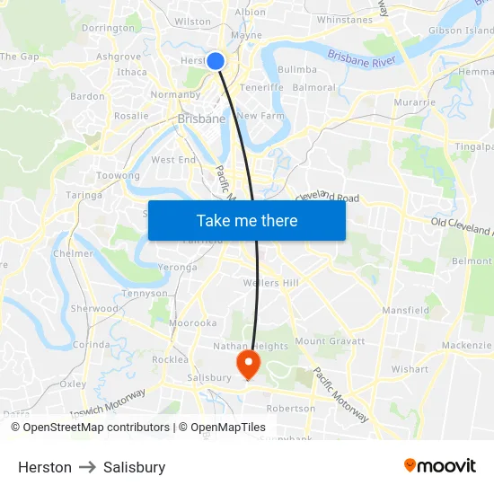 Herston to Salisbury map