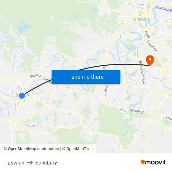 Ipswich to Salisbury map