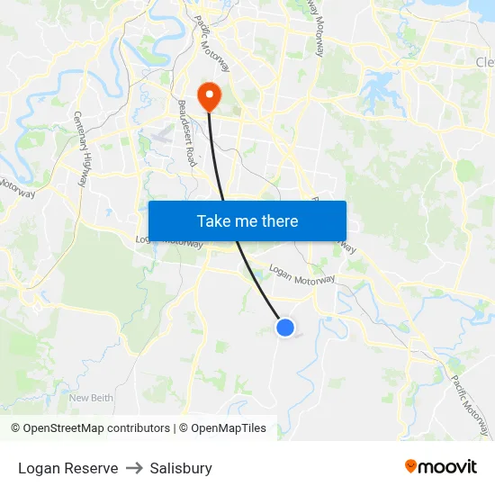 Logan Reserve to Salisbury map