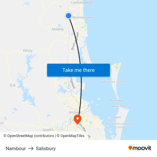 Nambour to Salisbury map