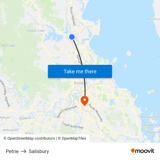 Petrie to Salisbury map