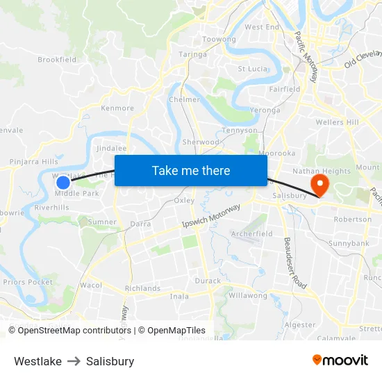 Westlake to Salisbury map