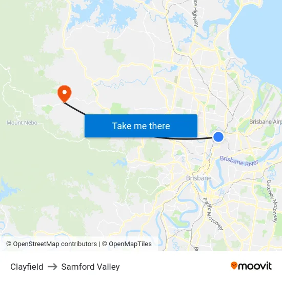 Clayfield to Samford Valley map