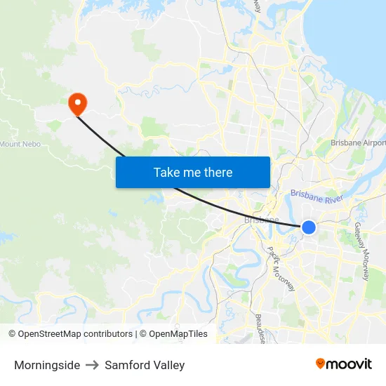 Morningside to Samford Valley map