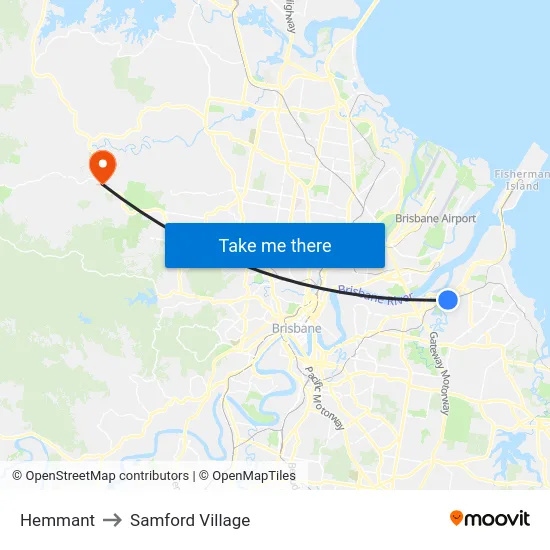 Hemmant to Samford Village map