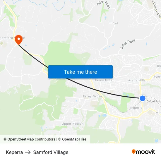 Keperra to Samford Village map