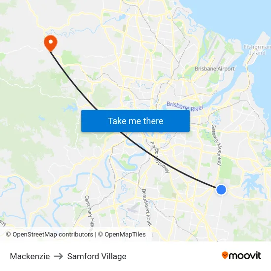 Mackenzie to Samford Village map