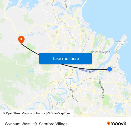 Wynnum West to Samford Village map