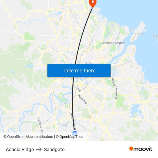 Acacia Ridge to Sandgate map
