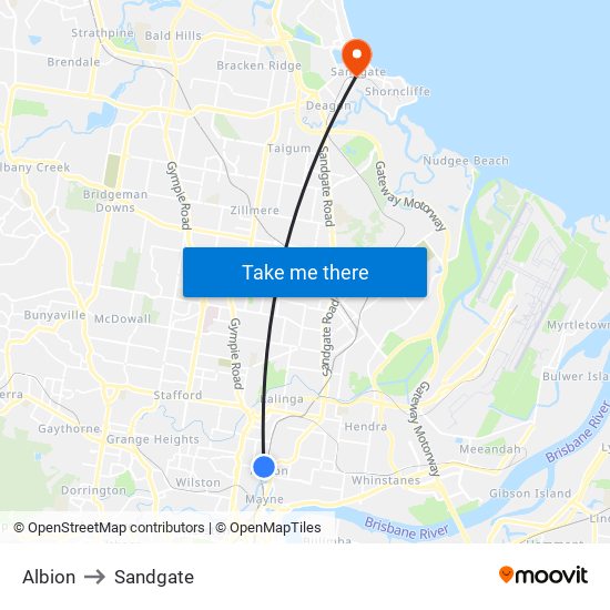 Albion to Sandgate map