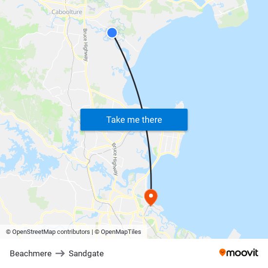 Beachmere to Sandgate map