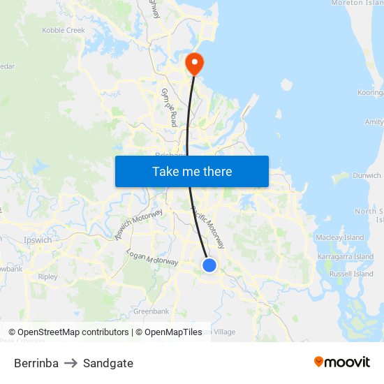 Berrinba to Sandgate map