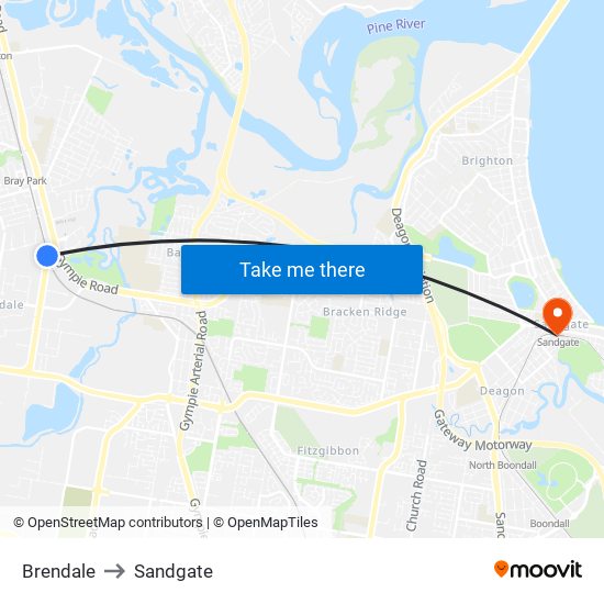 Brendale to Sandgate map