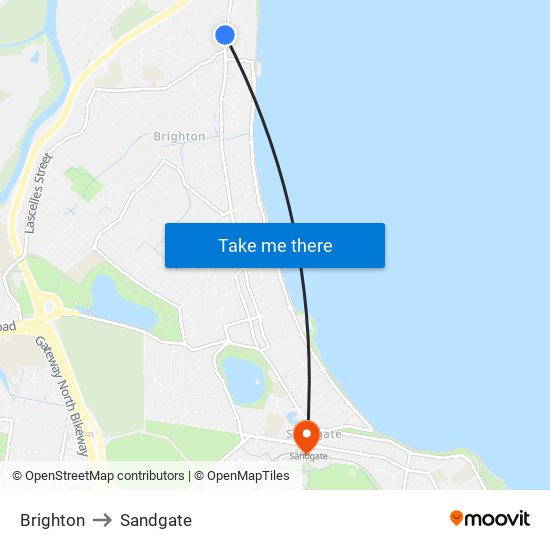 Brighton to Sandgate map