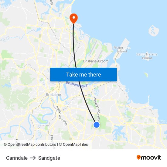 Carindale to Sandgate map