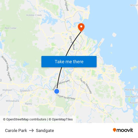 Carole Park to Sandgate map