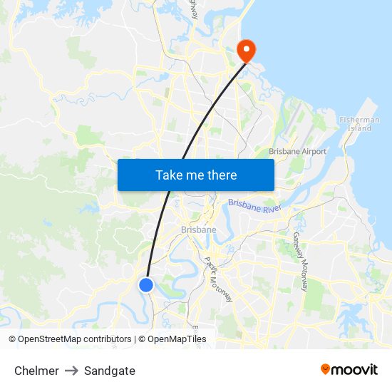 Chelmer to Sandgate map