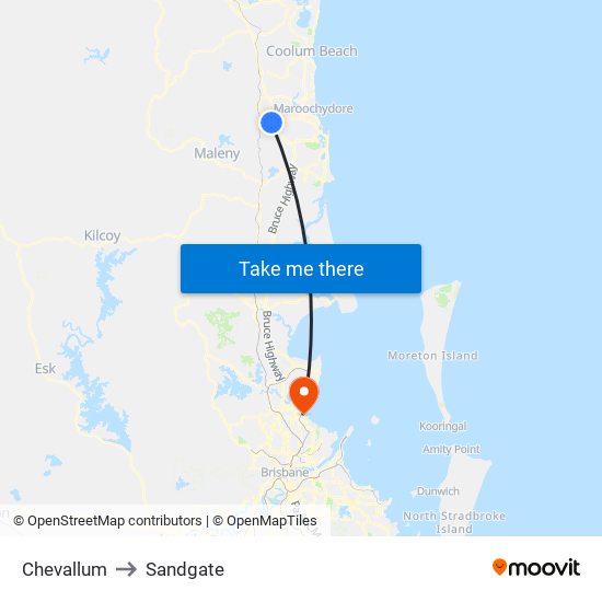 Chevallum to Sandgate map