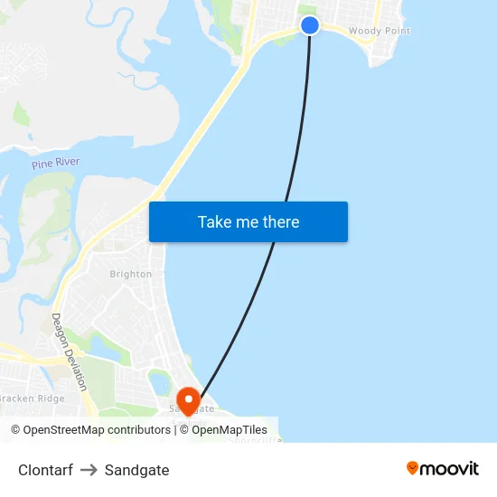 Clontarf to Sandgate map