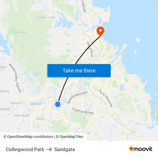 Collingwood Park to Sandgate map
