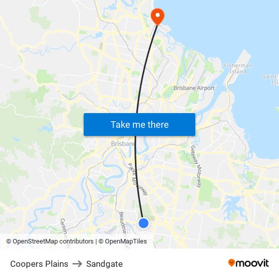 Coopers Plains to Sandgate map