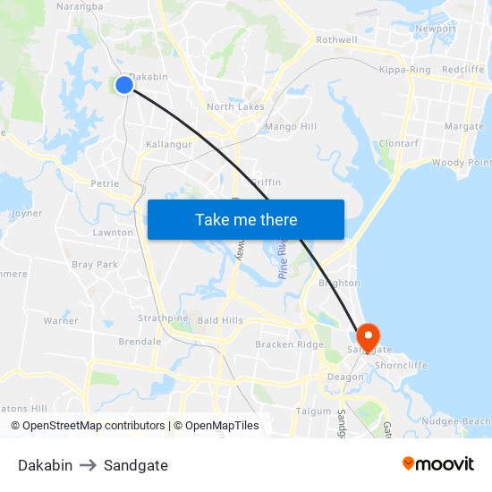 Dakabin to Sandgate map