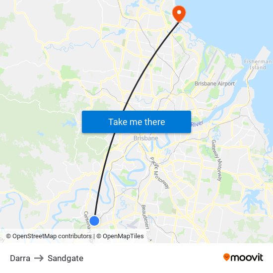 Darra to Sandgate map